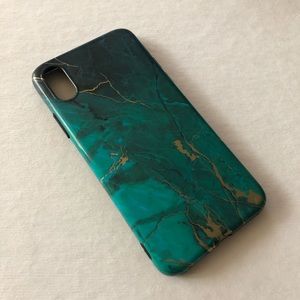 Marble iPhone X/XS Case - Turquoise / Gold